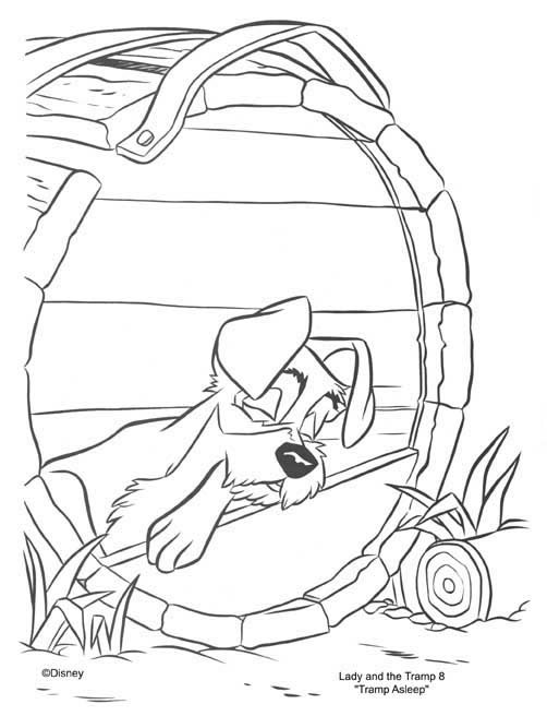 coloriage le clochard dort dans un tonneau